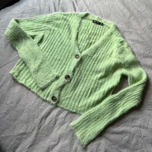 Super soft green cropped sweater cardigan